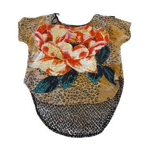 Unique Spectrum Women's Floral & Animal Print Tunic Top Small‎ Semi Sheer